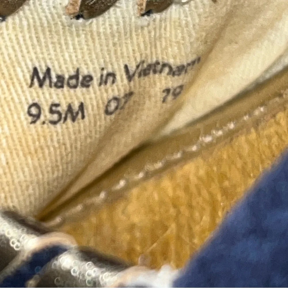 Jack Rogers Blue Suede Palmer Jute Wrapped Wedge Espadrille Peeptoe Shoes 9.5